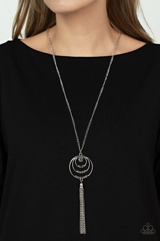 Spiraling Sparkle Silver Necklace - Paparazzi Accessories