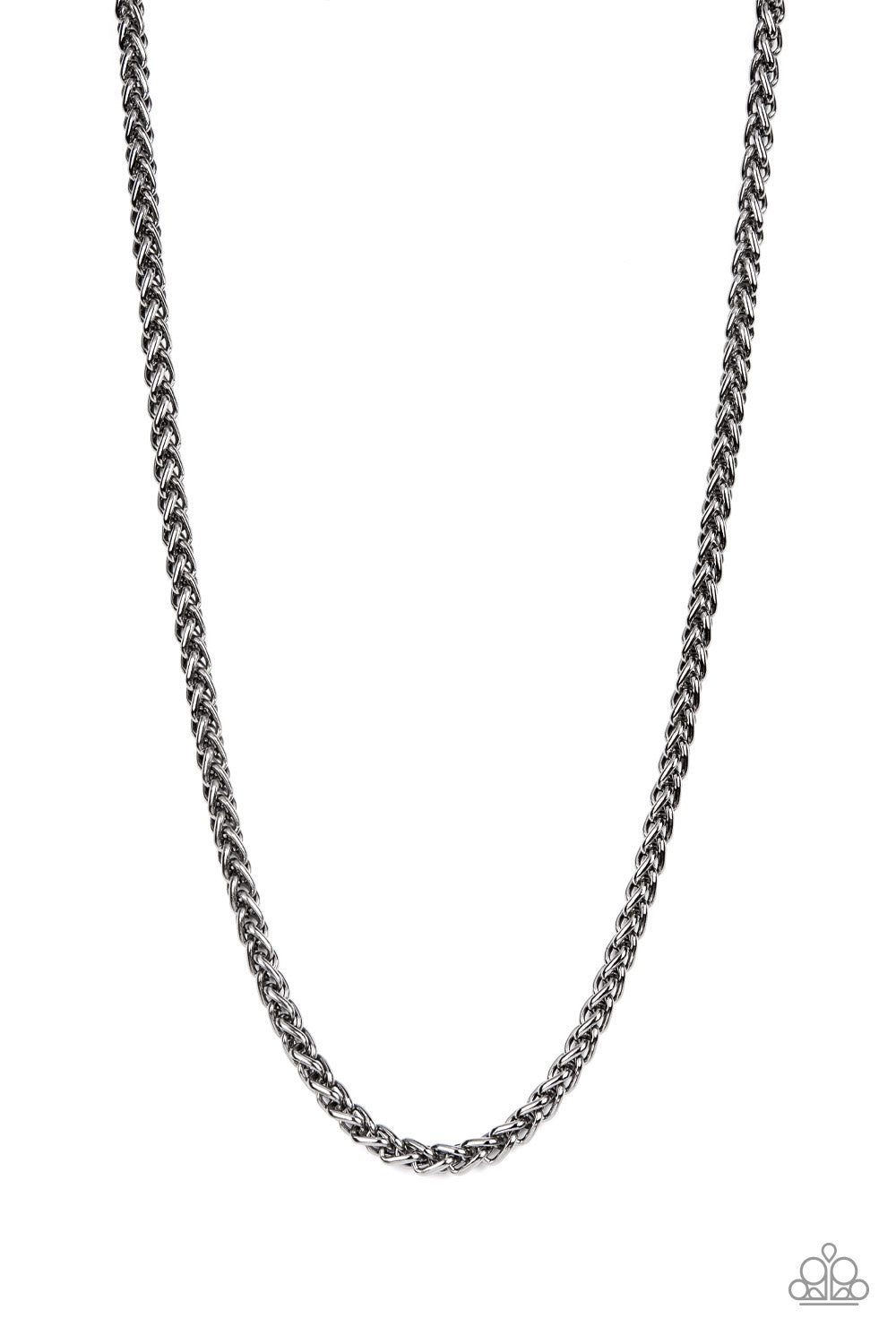 Metro Monopoly Black Urban Necklace - Paparazzi Accessories  A bold strand of gunmetal wheat chain drapes across the chest for an edgy urban fashion. Features an adjustable clasp closure.  Sold as one individual necklace.