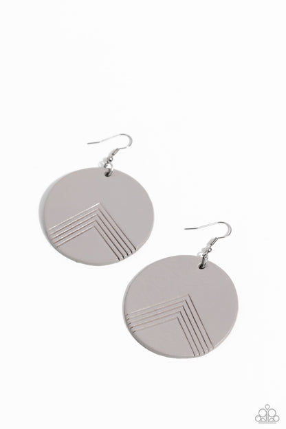 On the Edge of Edgy Silver Leather Earring - Paparazzi Accessories