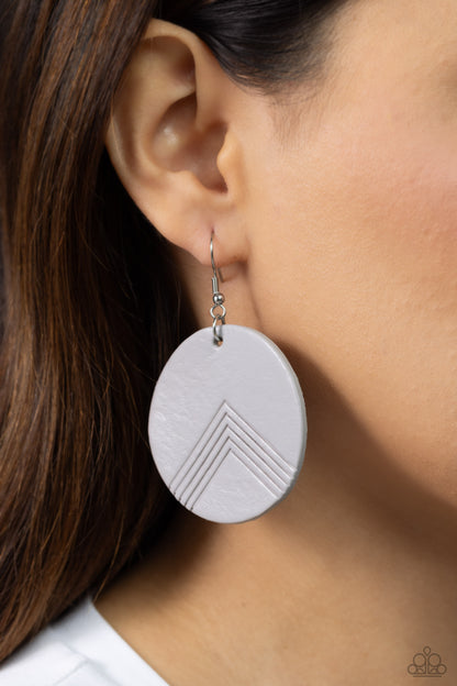 On the Edge of Edgy Silver Leather Earring - Paparazzi Accessories