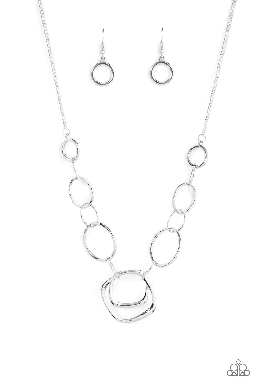 Linked Up Luminosity Silver Necklace - Paparazzi Accessories (TF)