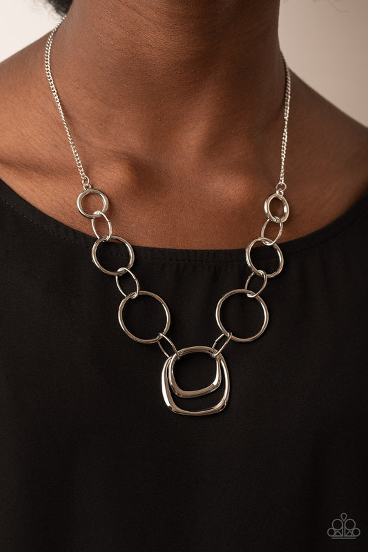 Linked Up Luminosity Silver Necklace - Paparazzi Accessories (TF)