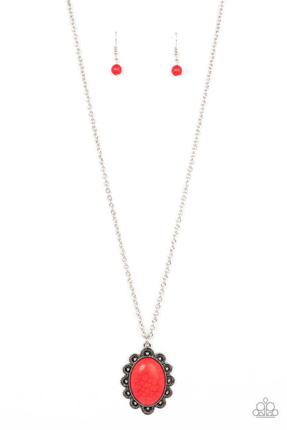 Daisy Dotted Deserts Red Necklace - Paparazzi Accessories (TF)