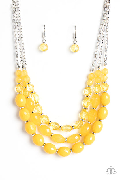 Tropical Hideaway Yellow Necklace & Bracelet Set - Paparazzi Accessories 