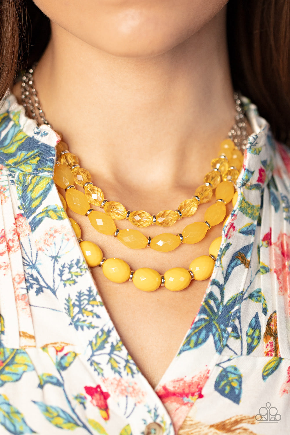 Tropical Hideaway Yellow Necklace & Bracelet Set - Paparazzi Accessories 