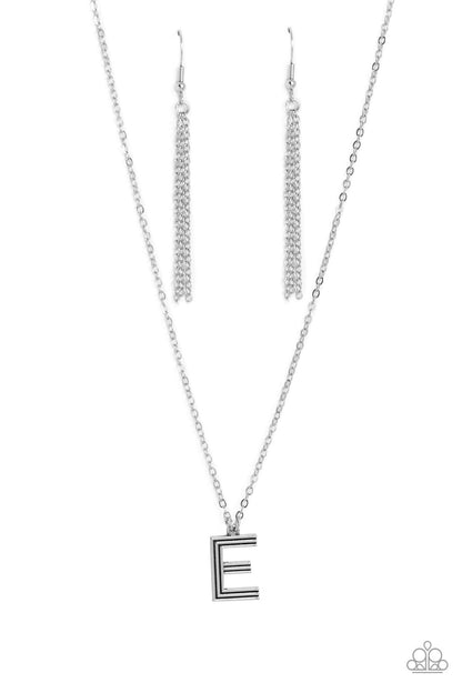 Leave Your Initials Silver - E Necklace - Paparazzi Accessories