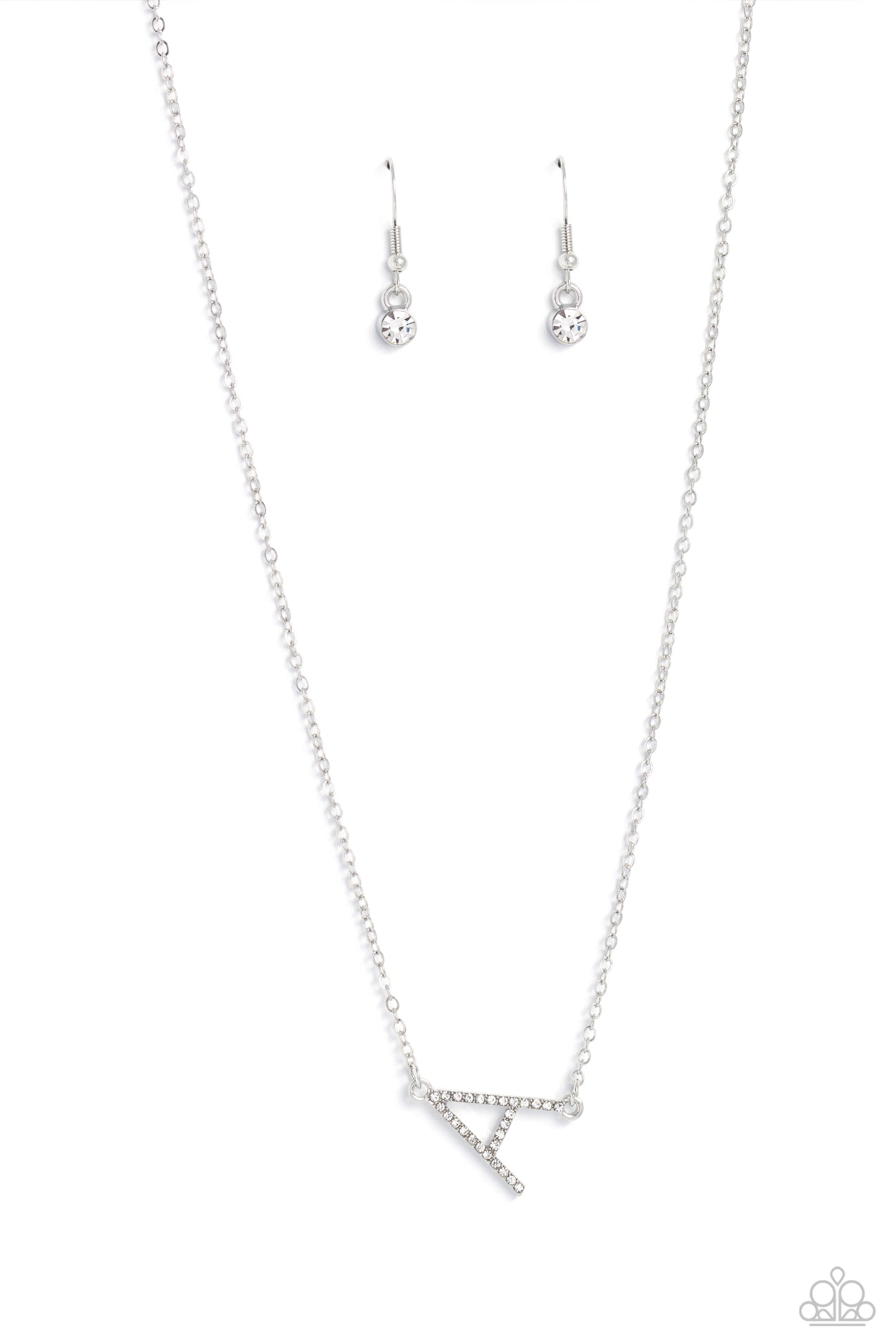 INITIALLY Yours White "A" Necklace - Paparazzi Accessories