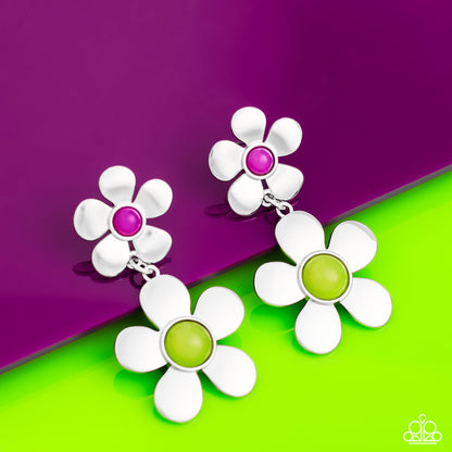 Fashionable Florals Green Earring - Paparazzi Accessories