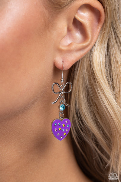 BOW Away Zone Purple Heart Earring Paparazzi Accessories